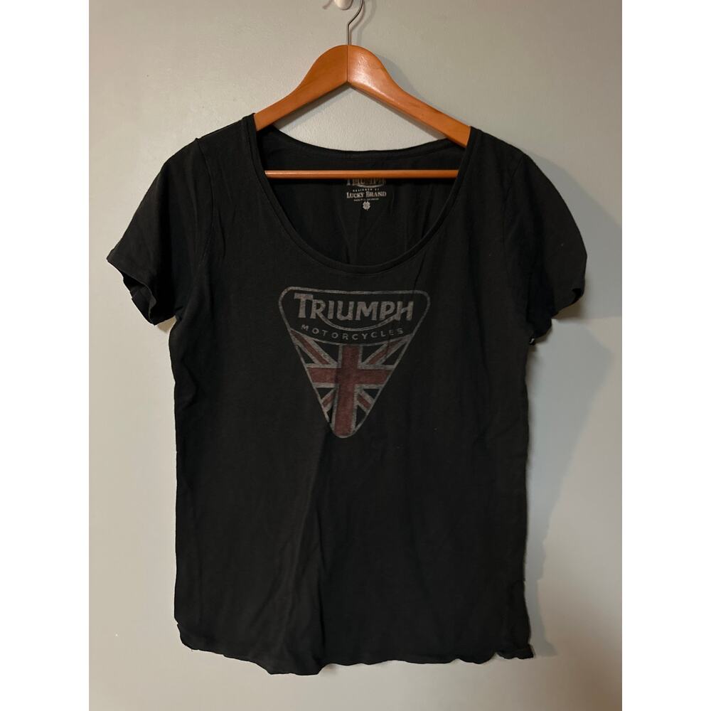 Triumph Motorcycles Lucky Brand T Shirt XL Black Union Jack Graphic Tee